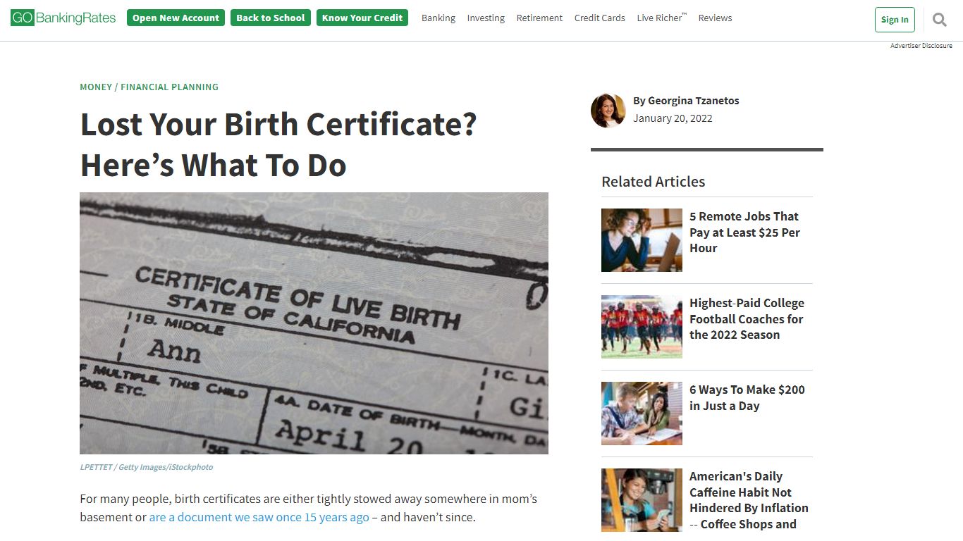 Lost Your Birth Certificate? Here's What To Do | GOBankingRates
